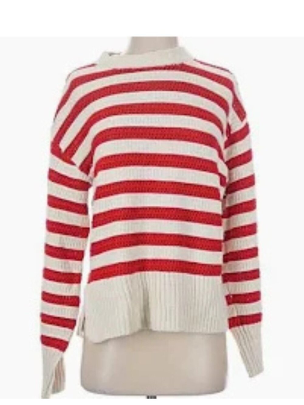 H&M red and white striped pull on sweater full length sleeve size XL